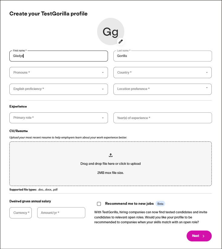 Guide to TestGorilla Profiles – TestGorilla Candidates